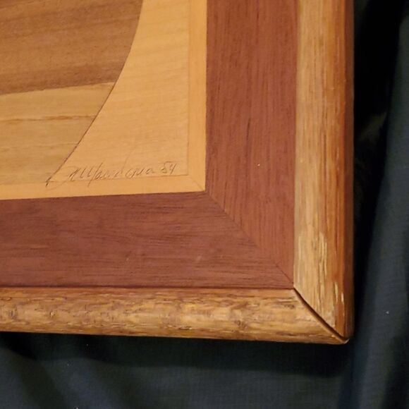 Vintage Yukon Collection Fine Alaskan Marquetry Whale Pod Wood Picture - Picture 5 of 10